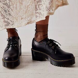 NWOB Dr. Martens Leona Lo Loafer Lug Sole Black Leather Ankle Boots UK 8 / US 10